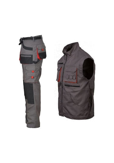 Mervem Harman Karışımı Pantolon Yelek Takım