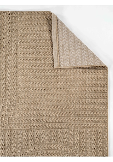 Sisaluna 4443 Bej Jüt Tabanlı Modern Dokuma Kilim Sisal Hasır Halı Bej