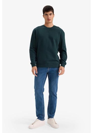 Defacto %100 Pamuk Basic Sweatshirt E8339AX26SP Yeşil