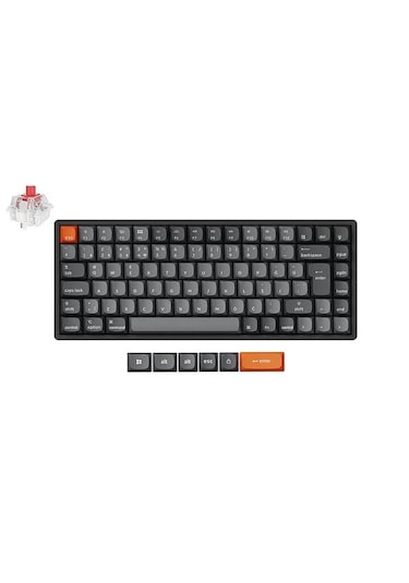 Keychron K2M-J1-TR Max %75 RGB Kırmızı Switch Kablosuz Mekanik Karbon Klavye
