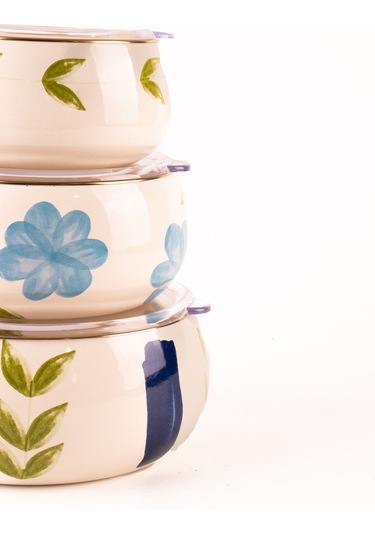 Bloom 3 Lü Emaye Saklama Kabı Takımı Tüm Ocak Tiplerinde Kullanılabilir Çok renkli