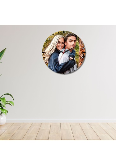 Kişiye Özel Fotoğraflı Cam Duvar Saati Sevgililere Özel Hediye Beyaz