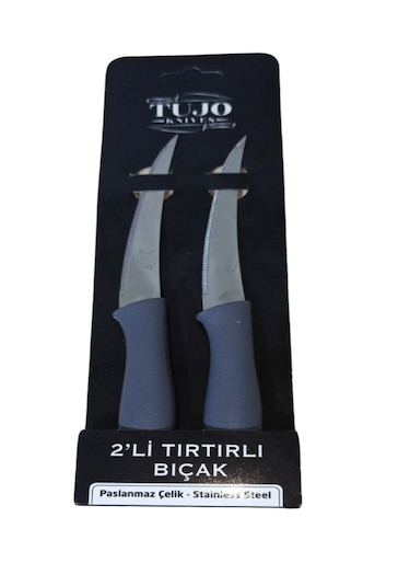 Tujo Knives 2'li Tırtırlı Bıçak Seti - Gri