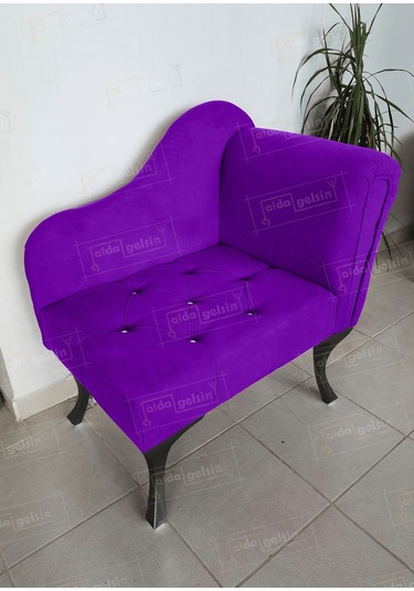 Yeni Model Ters Kol Tekli Köşe Koltuğu Josefin Bench Siyah Ayak Eflatun