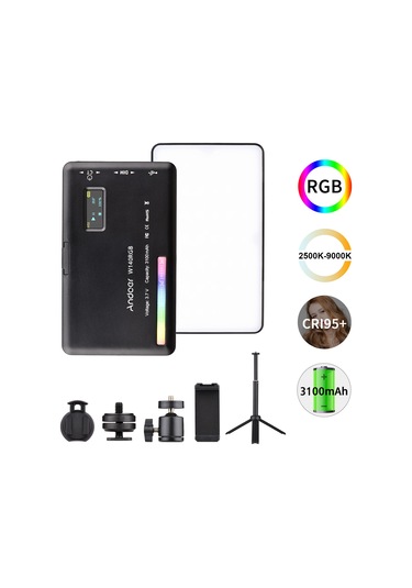 Andoer W140 Rgb Cep Video Konferans Led Video Işık Kiti Siyah Siyah
