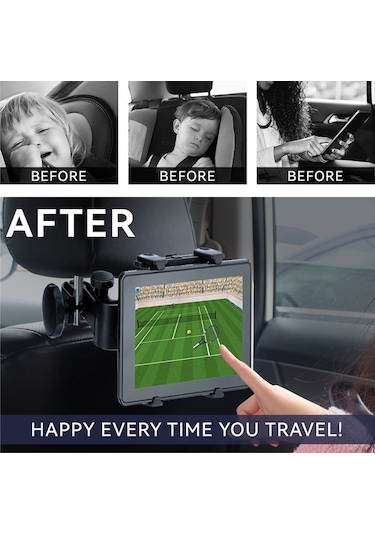 Sandwich Araba Koltuk Tablet Tutucu, 360 Döner, İpad Uyumlu, Kolay Kurulum, Seyahat İçin