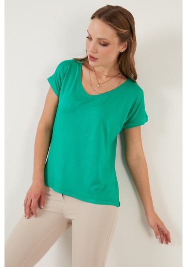 Lela V Yaka Rahat Kesim Yırtmaçlı Bayan Bluz 5862000 Benetton