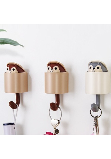 İki Görünmez Sincap Kancası Şemsiye Anahtarlık Yapışkanlı Montaj Diğer