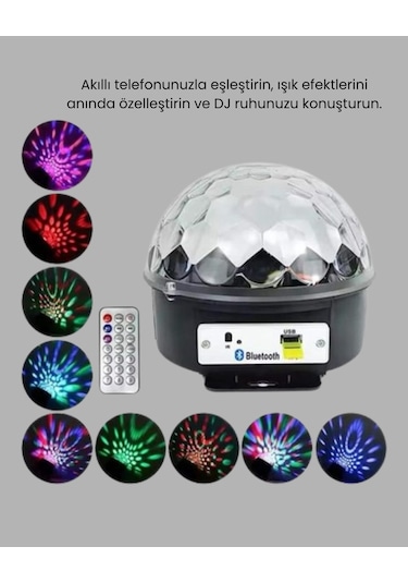 Bluetooth Kontrollü Masaüstü Disko Topu Işığı - Renkli Led Işık Gösterisi Ve Uzaktan Kumanda