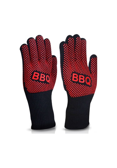 Xindoker Kırmızı 35cm 350 C Isı Dayanıklı Silikon Işılaklı Barbekü Eldiveni - Fırın, Mangal, Pişirme İçin Anti Kayma Isıl Koruma Eldiveni Çok Renkli