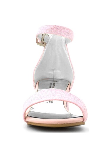 Lilo Simli Pembe Tek Bantlı Kız Çocuk Topuklu Abiye Ayakkabı Pembe