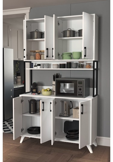 Bofigo 8 Kapaklı Çok Amaçlı Dolap Defne Mutfak Dolabı Erzak Dolab