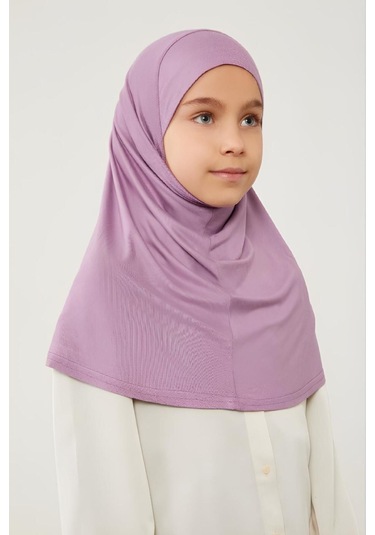 Tesettür Çocuk Namaz Bonesi Eşarbı Şalı Hijabı Mor Mor