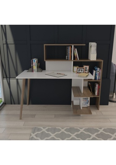 Uzay Çalışma Masası Beyaz & Ceviz Beyaz - Ceviz