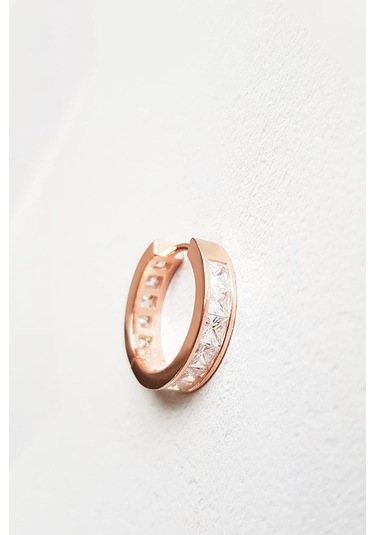 MorMajor Silver Tekli Ithal Baget Taşlı Halka Gümüş Küpe-7175