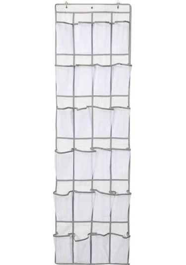 Flybuy Kapı Üstü 24 Gözlü Ayakkabı Ve Eşya Düzenleyici, Beyaz Depolama Çantası Beyaz