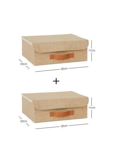 Ocean Home Textile 2'li Jüt Kapaklı Kutu Set 30 x 23 x 11 cm
