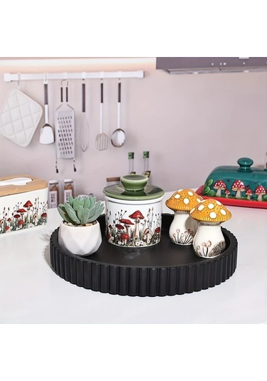 Willowhaven 1 Adet Mondrame Vintage Boho Ahşap Dekoratif Tepsi Siyah - Dayanıklı Kahve Masası Aksesuarı