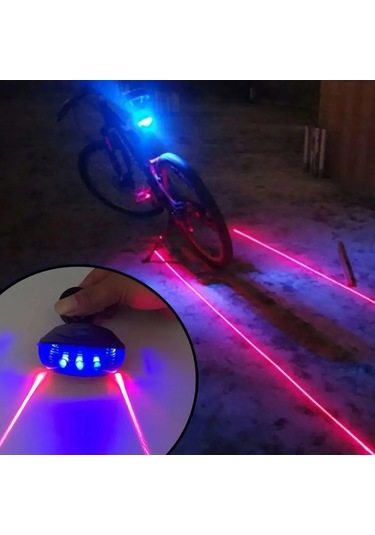 Venaliastore Lazer Güvenlik Işıklı Bisiklet Lambası Arka Led Ikili Lazer 7 Mod