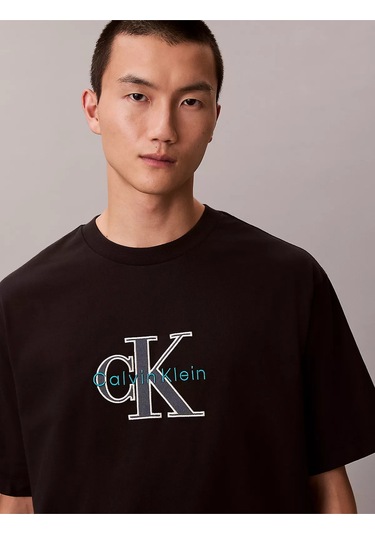 Calvin Klein Erkek T Shirt Lv04re815g Ub1 Siyah Siyah