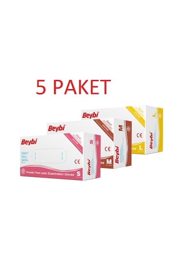 Beybi Pudrasız Latex Muayene Eldiveni 100'lü x 5 Kutu