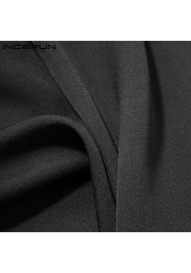 Incerun Erkek Moda Kolsuz Yelek Kemerli Üstler Açık Ön Hırka Düz Renk Yelek Bluz Siyah