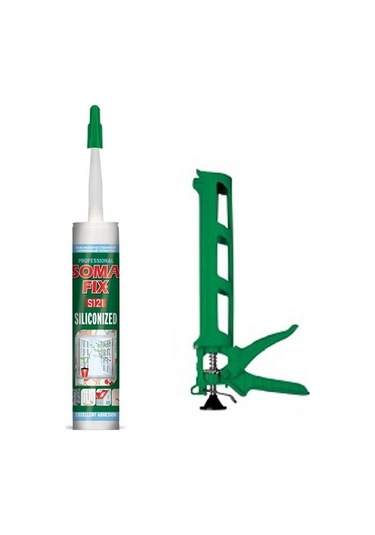 Somafix Beyaz Silikonize Mastik Silikon Tabancası Seti