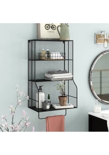 Metal Havluluk Banyo & Mutfak Duvar Rafı Wd-218 Siyah