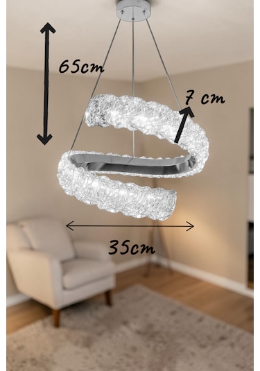 Kumandalı 3 Renk Modern Sarkıt Led Avize Krom