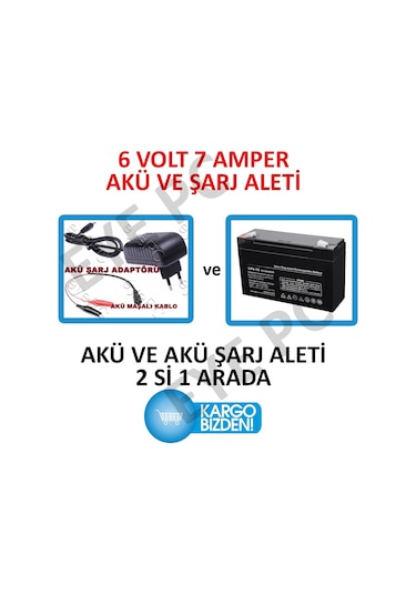 6 Volt 7 Amper Akü Ve Şarj Adaprörü Pilsan Oyuncaklara Uyumludur