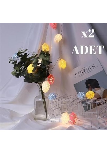 10lu Renkli Yumurta Şeklinde Dekoratif Dolama Led Aydınlatma - Ad89yt0072yu Renkli
