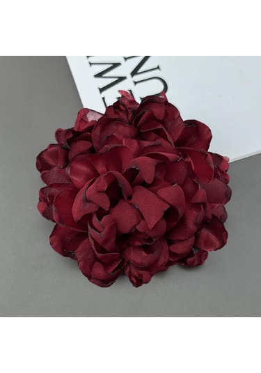 Homyl Kadınlar Için Çiçek Broş Rozeti Büyük Dans Ziyafeti Koyu Kırmızı