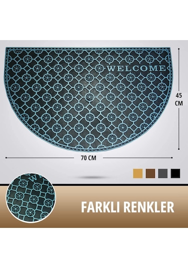 Myfloor Mavi Welcome Yazılı Toz Ve Çamur Sıyırıcı Kauçuk Kapı Önü Paspası
