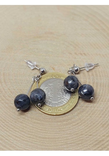 Doğaltaş Silver Çelik Küpe - Spektrolit Taşı Kiraz Serisi 55680 Çok Renkli