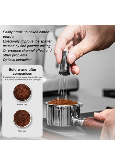 Pazly Ayarlanabilir 6 İğneli Wdt Aracı Espresso 0.4mm Kahve Dağıtıcı Siyah Diğer