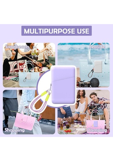 Dolıty Plaj Çantası Için Silikon Çanta Kart Sahibinin Su Mor Mor