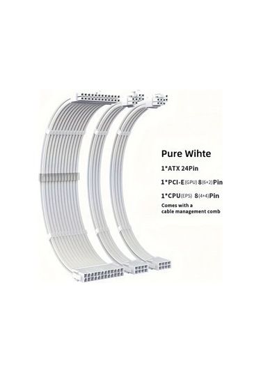 Xuweiwei Psu Uzatma Kablosu Kiti Siyah Atx 24pin Pcıe 8pin Eps Cpu 8pin Mod Kollu Güç Kaynağı Kablosu