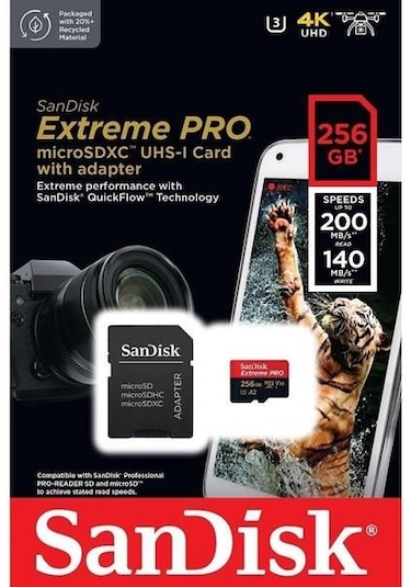 Sandısk 256gb Extreme Pro Sdsqxcd-256g-gn6ma Mıcro-sd Hafıza Kartı