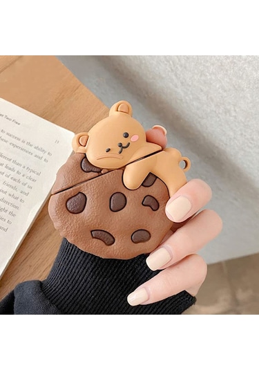 Microsonic AirPods 1. Nesil / 2. Nesil Kılıf Cartoon Figürlü Silikon Cookie Bear