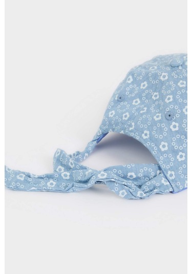 DeFacto Kız Bebek Baskılı Pamuklu Cap Şapka D8387A525SMBE2 Mavi