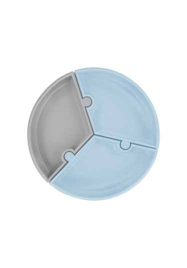 Oioi Puzzle Vakumlu Mama Tabağı - Mineral Blue / Powder Grey Gri - Mavi