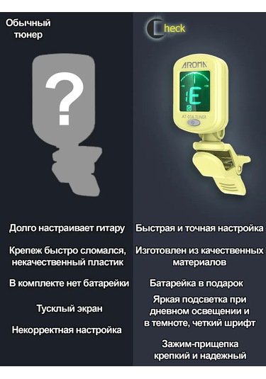 Aroma Akustik Ve Klasik Gitar - Ukulele İçin Akort Cihazı 150445535