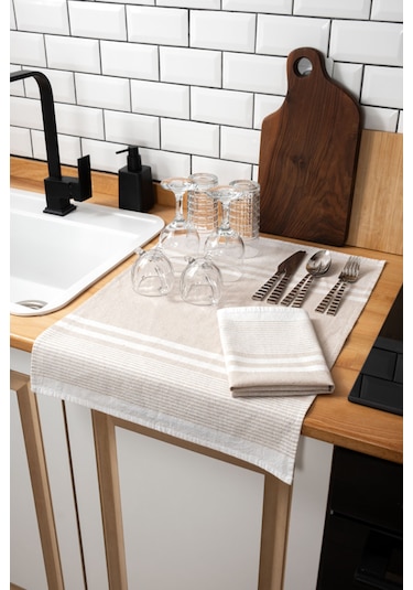 Vionel Home 45x65 2'li Kurulama Bezi, %100 Pamuk Yüksek Su Emici Bej