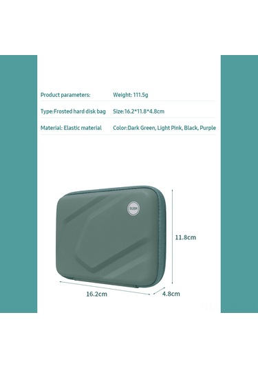 Yuntech01 Kuru Jel Malzemeyle Yapılmış Sert Disk Çantası - Darbe Ve Suya Dayanıklı, Taşınması Kolay, Geniş Kabinli - Koyu Yeşil Koyu Gri