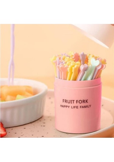 50 Adet/takım Meyve Çatalı Kek Tatlı Yiyecek Meyve Toplama Çocuk Aperatif Mini Parti Festivali Sofra Dekorasyon Plastik Kürdan Pembe Pembe