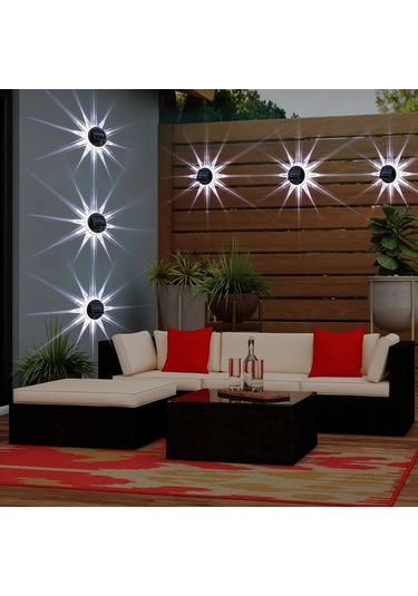 Xuweiwei 4 Adet Güneş Enerjili Sıcak Işık Açık Duvar Lambası Ip65 6led Dekoratif Aydınlatma Bahçe Veranda Sıcak Işık