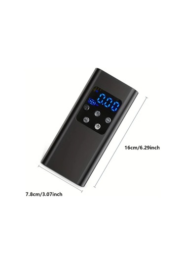 Primepickings Black Portable Lastik Hava Kompresoru 150psı Kablosuz Elektrikli Sise Digital Ekranli Usb-c Sarjli Araba Bisiklet Motor Top Icin