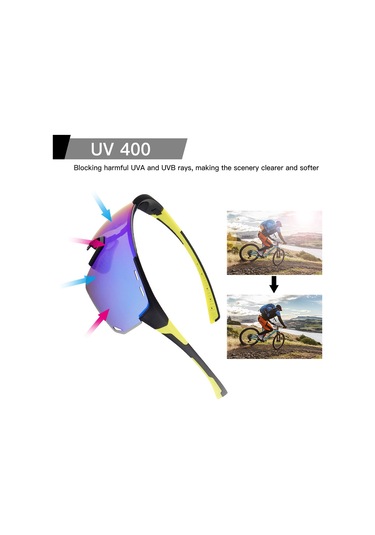 Yuntech01 Xq546 Uv400 Koruma İle Değiştirilebilir Lensli Bisiklet Polarize Güneş Gözlüğü, Yakın Görüş Çerçevesi Dahil Siyah