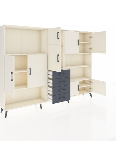 Arges Dolap 9 Raflı 4 Çekmeceli 8 Kapaklı 220x30x163 Aytaşı-aytaş Aytaşı-aytaşı/antrasit
