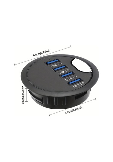 Xuweiwei Siyah 4 Port Usb 3 0 Hub 60mm Masa Grommet Splitter Dock Istasyonu Usb Guc Modu 36v Elektronik Bilesenler Yok